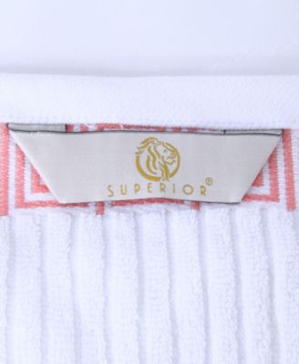 Athens Cotton with Greek Scroll and Floral Pattern, 4 Piece Bath Towel Set