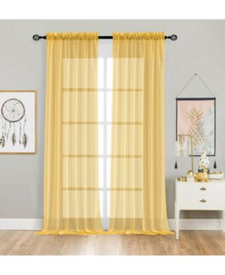 2 Pack Basic Home Rod Pocket Sheer Voile Window Curtains