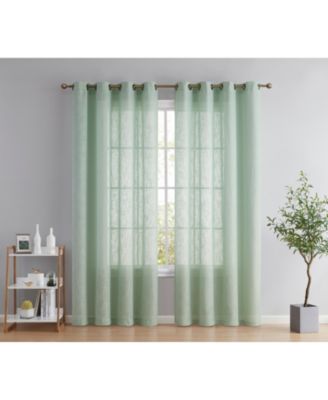 Abbey Faux Linen Textured Semi Sheer Privacy Sun Light Filtering Transparent Window Grommet Long Thick Curtains Drapery Panels for Bedroom & Living Room, 2 Panels