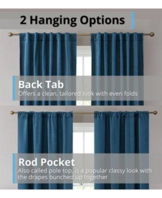 Lopez Velvet Premium Soft Light Filtering Back Tab Rod Pocket Window Treatment Curtain Panels, Set of 2