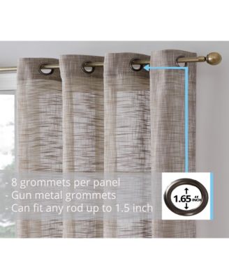 Madison Faux Linen Textured Semi Sheer Privacy Sun Light Filtering Transparent Window Grommet Long Thick Curtains Panels, Set of 2