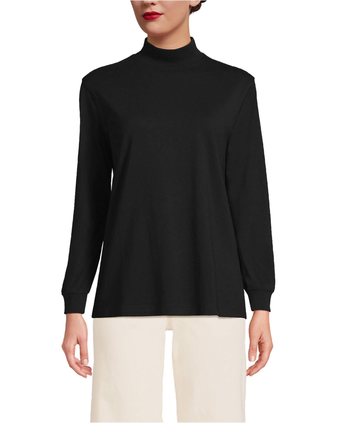 Lands' End Women's Petite Long Sleeve Super T Mock Tee