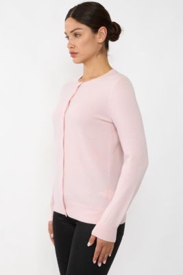 Women's 100% Cashmere Button Front Long Sleeve Crewneck Cardigan Sweater