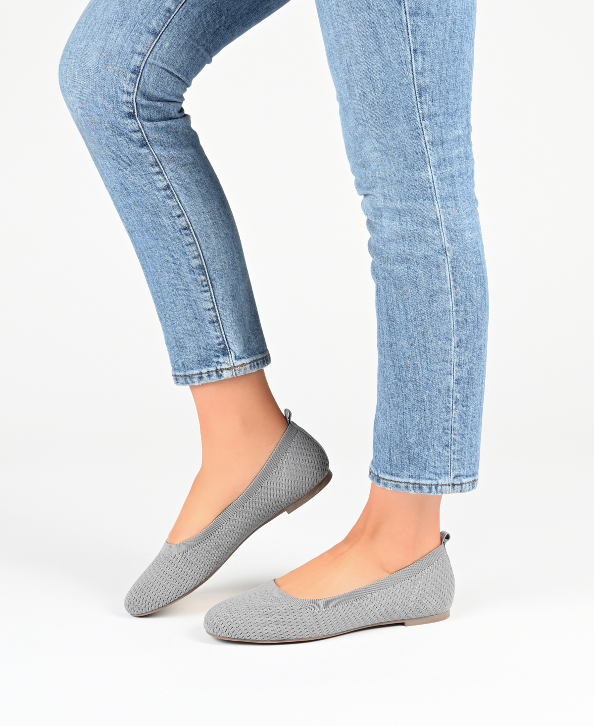 Shop Journee Collection Women's Maryann Knit Round Toe Ballet Flats In Grey