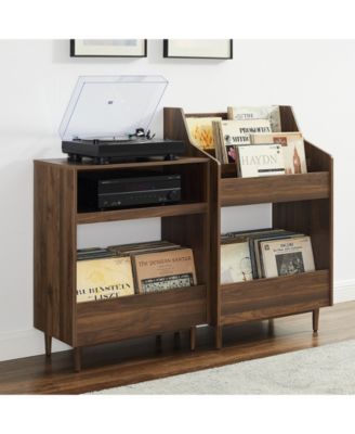 Furniture Liam 2Pc Medium-Density Fiberboard (MDF) Record Player Stand And Vinyl Storage Set