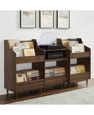 Furniture Liam 3Pc Medium-Density Fiberboard (MDF) Record Player Stand And Vinyl Storage Set