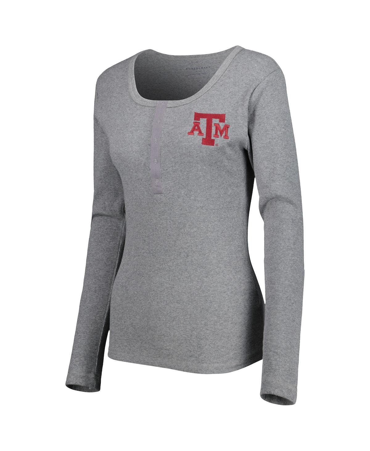 Shop Boxercraft Women's Gray Texas A&m Aggies Harper Henley Long Sleeve T-shirt