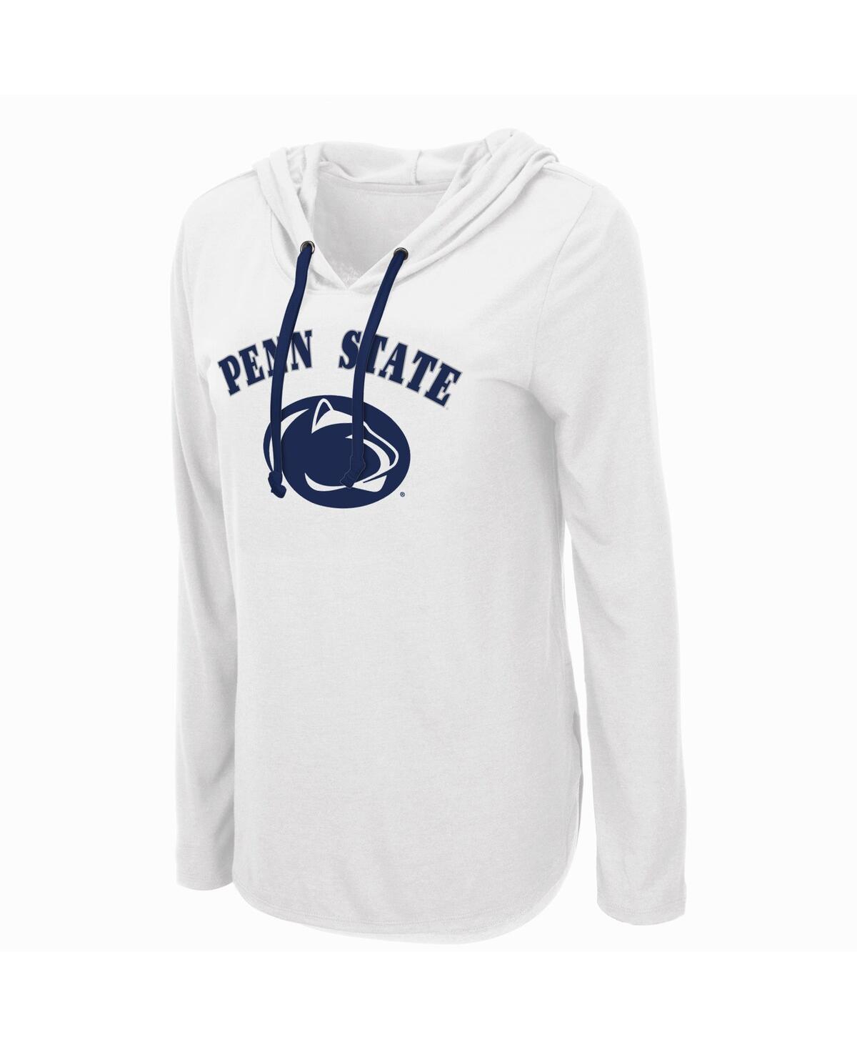 Colosseum Women's  White Penn State Nittany Lions My Lover Lightweight Hooded Long Sleeve T-shirt In White
