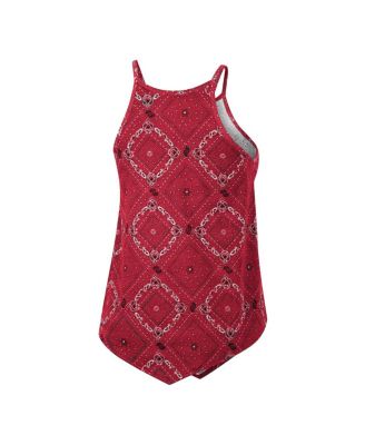 Women's x Wrangler Crimson Distressed Oklahoma Sooners Bandana Tank Top