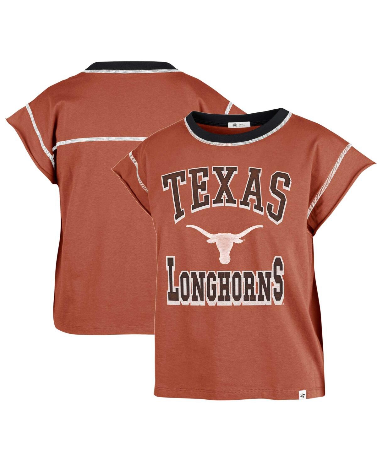 47 Brand Women's ' Texas Orange Texas Longhorns Sound Up Maya Cutoff T-shirt