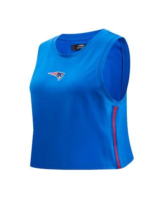 Women's Royal New England Patriots Ombre Wordmark Classic Cropped Tank Top