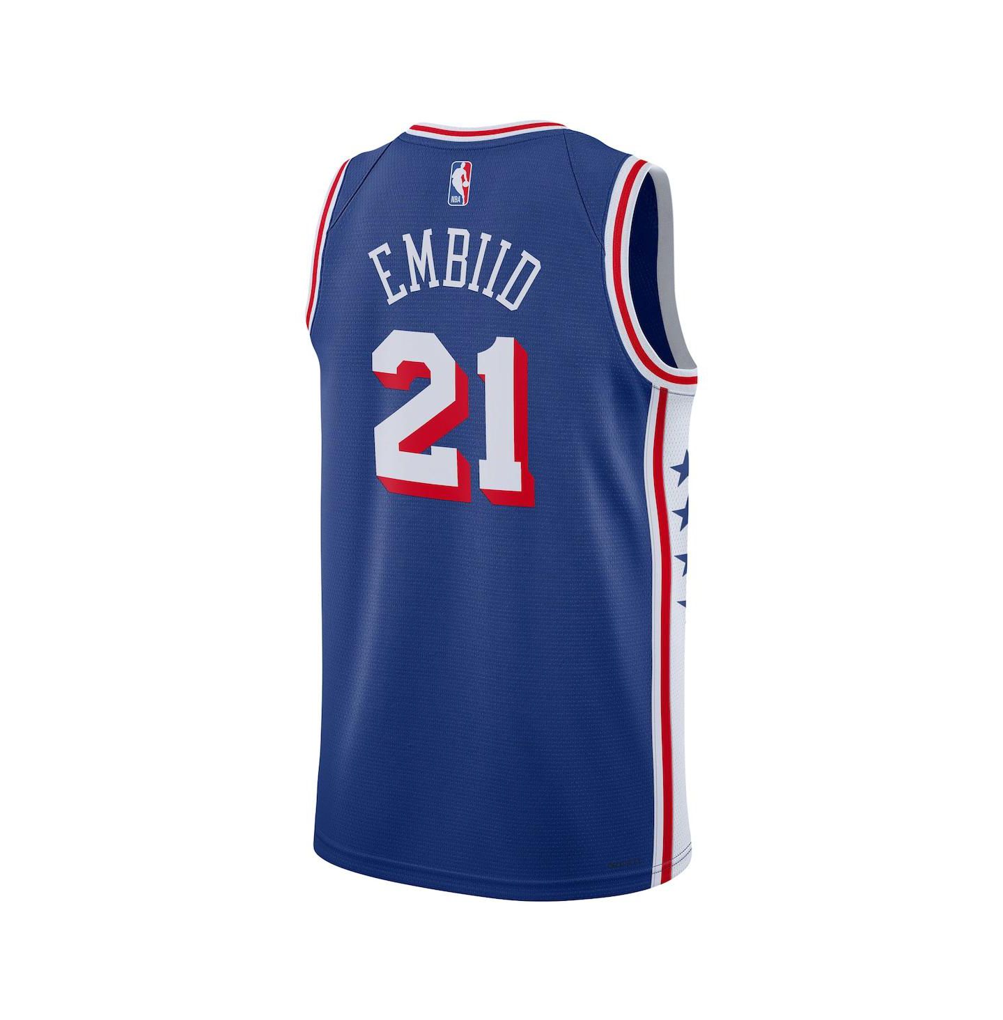 Топ Nike Joel Embiid Philadelphia 76ers Swingman Jersey, цвет: Королевский синий — фото 2