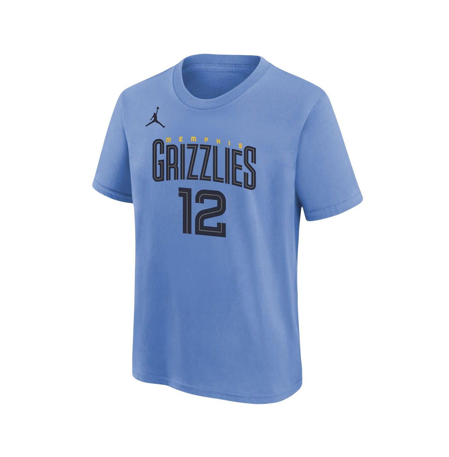 Футболка Jordan Ja Morant Light Blue Memphis Grizzlies Statement Edition Name and Number Player T-shirt для мальчиков — фото 3