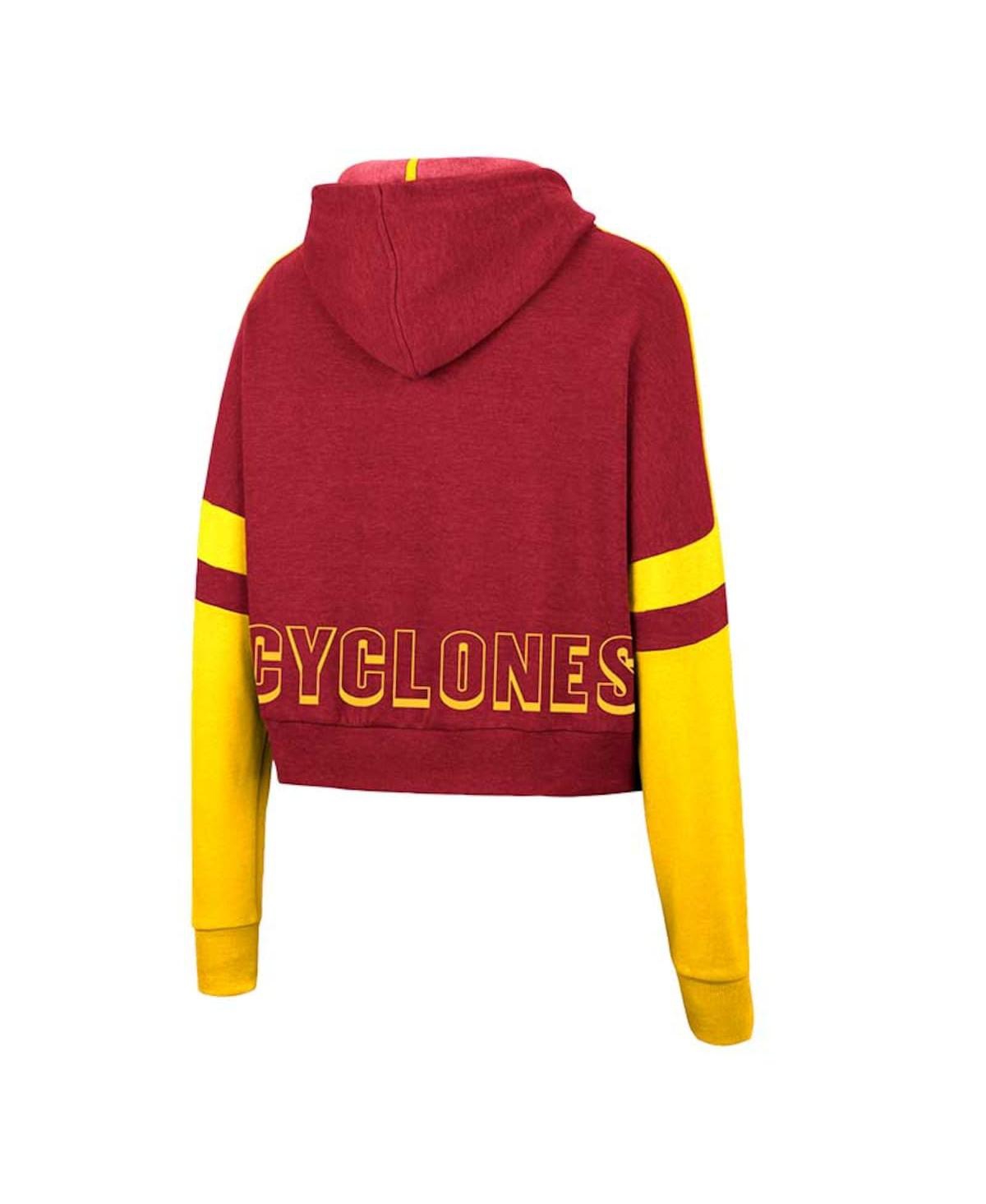 Shop Colosseum Women's  Cardinal Iowa State Cyclones Throwback Stripe Arch Logo Cropped Pullover Hoodie