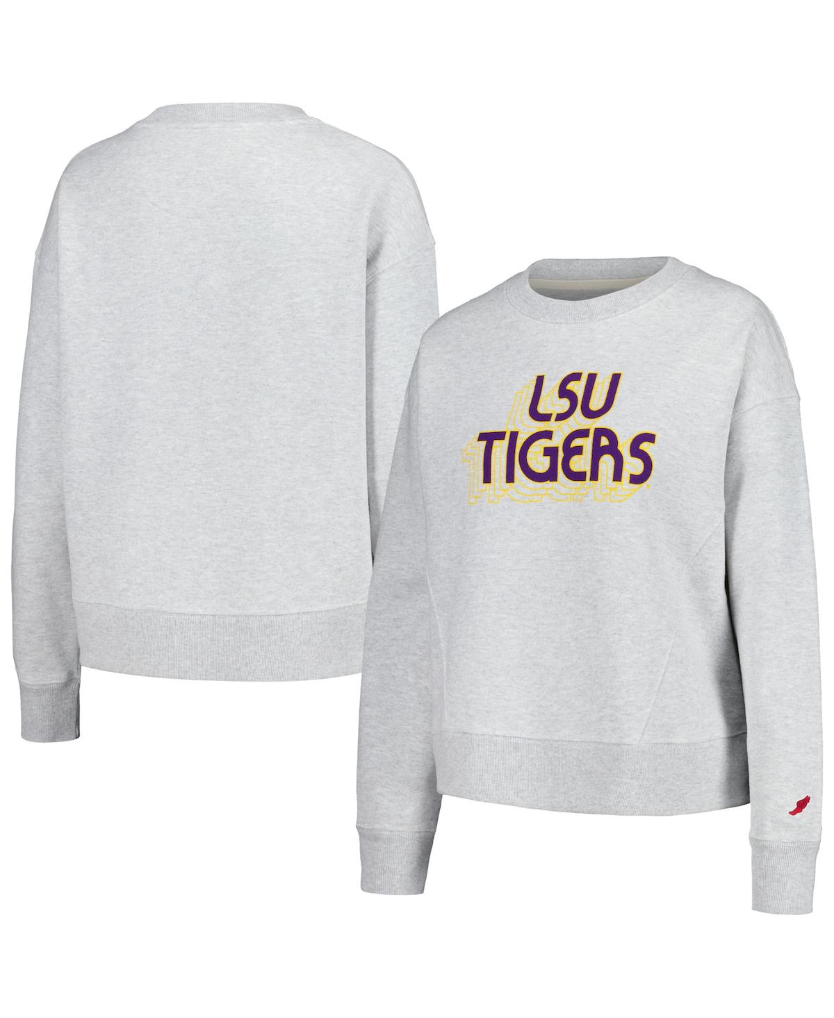 Shop League Collegiate Wear Women's  Ash Lsu Tigers Boxy Pullover Sweatshirt