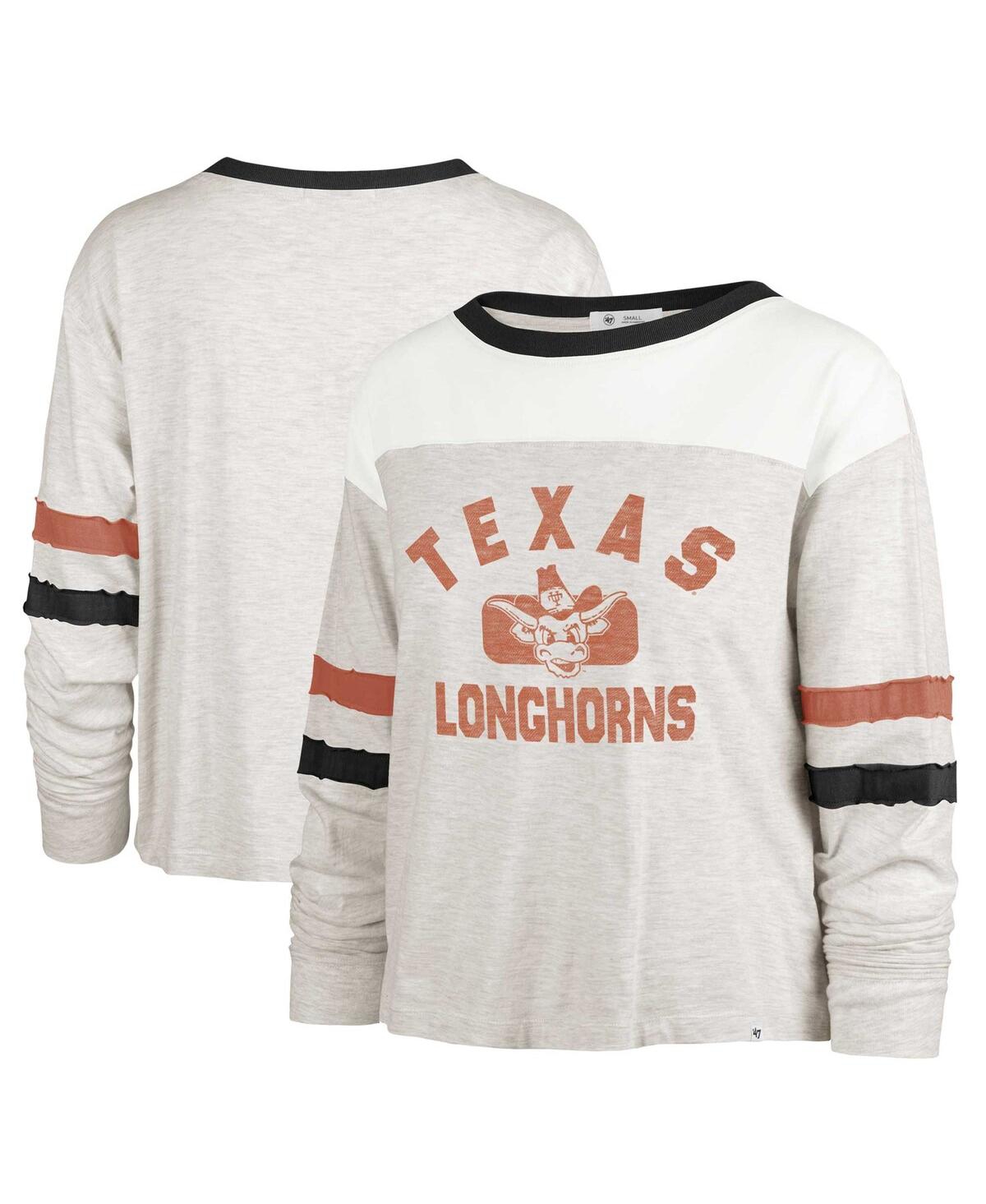 47 Brand Women's ' Oatmeal Distressed Texas Longhorns Vault All Class Lena Long Sleeve T-shirt