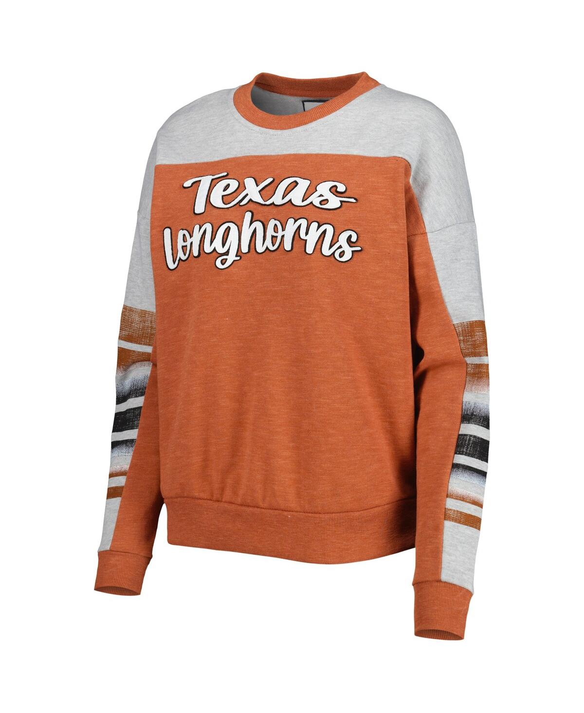 Shop Colosseum Women's  Texas Orange, Heather Gray Texas Longhorns Baby Talk Pullover Sweatshirt In Orange,heather Gray
