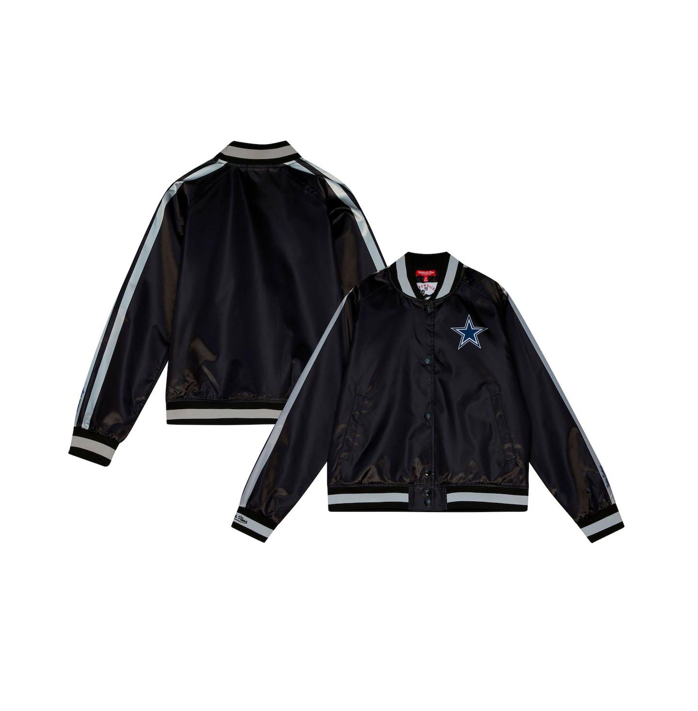 Женская куртка Mitchell & Ness Black Distressed Dallas Cowboys Raglan Satin Full-Snap — фото 1