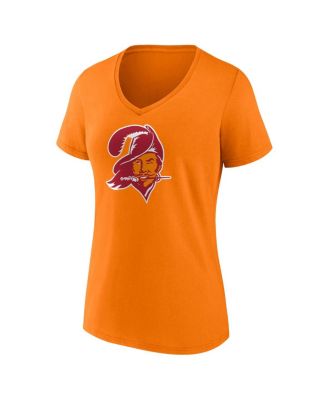 Women's Tom Brady Orange Tampa Bay Buccaneers Throwback Player Icon Name and Number T-shirt
