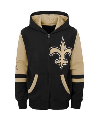 Big Boys Black New Orleans Saints Colorblock Full-Zip Hoodie