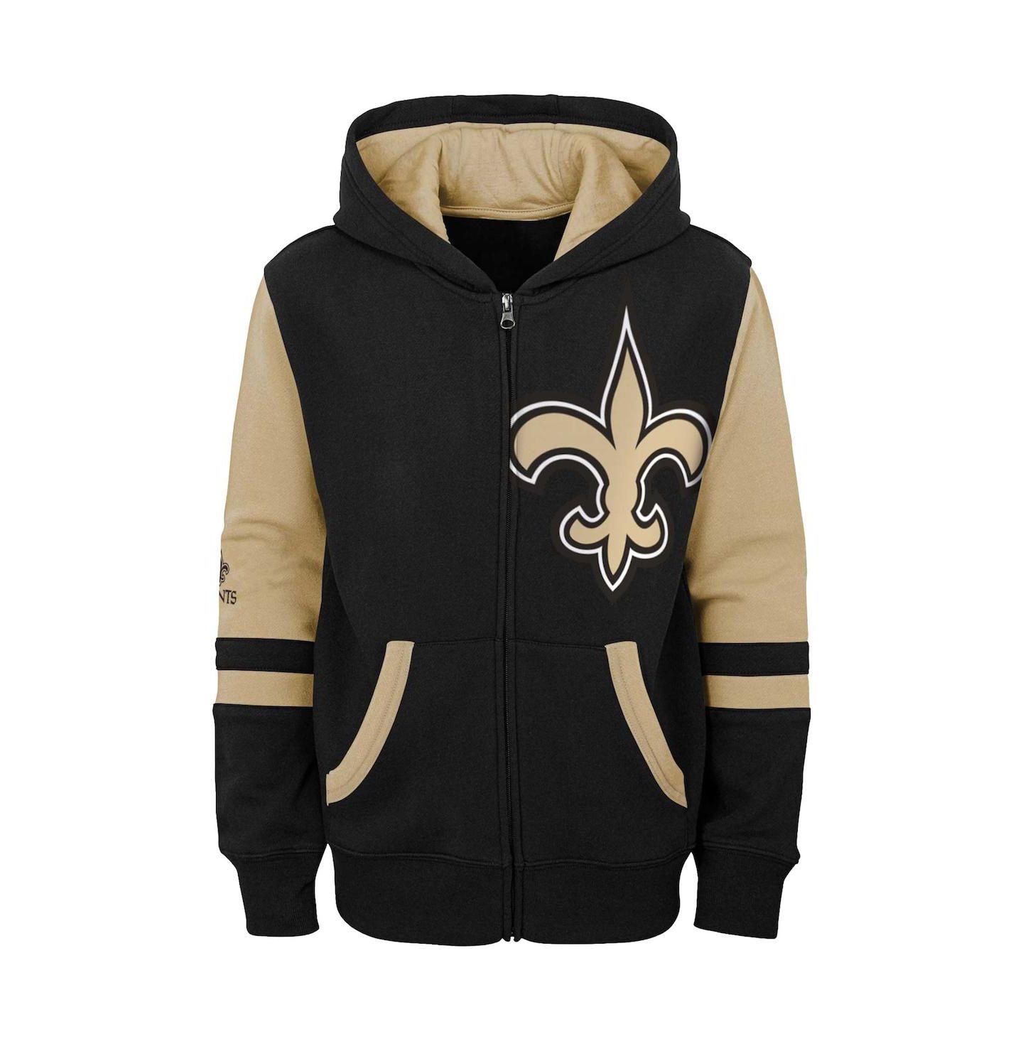 Худи Outerstuff Black New Orleans Saints Colorblock Full-Zip для мальчиков — фото 2