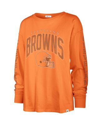 Women's Orange Distressed Cleveland Browns Tom Cat Long Sleeve T-shirt