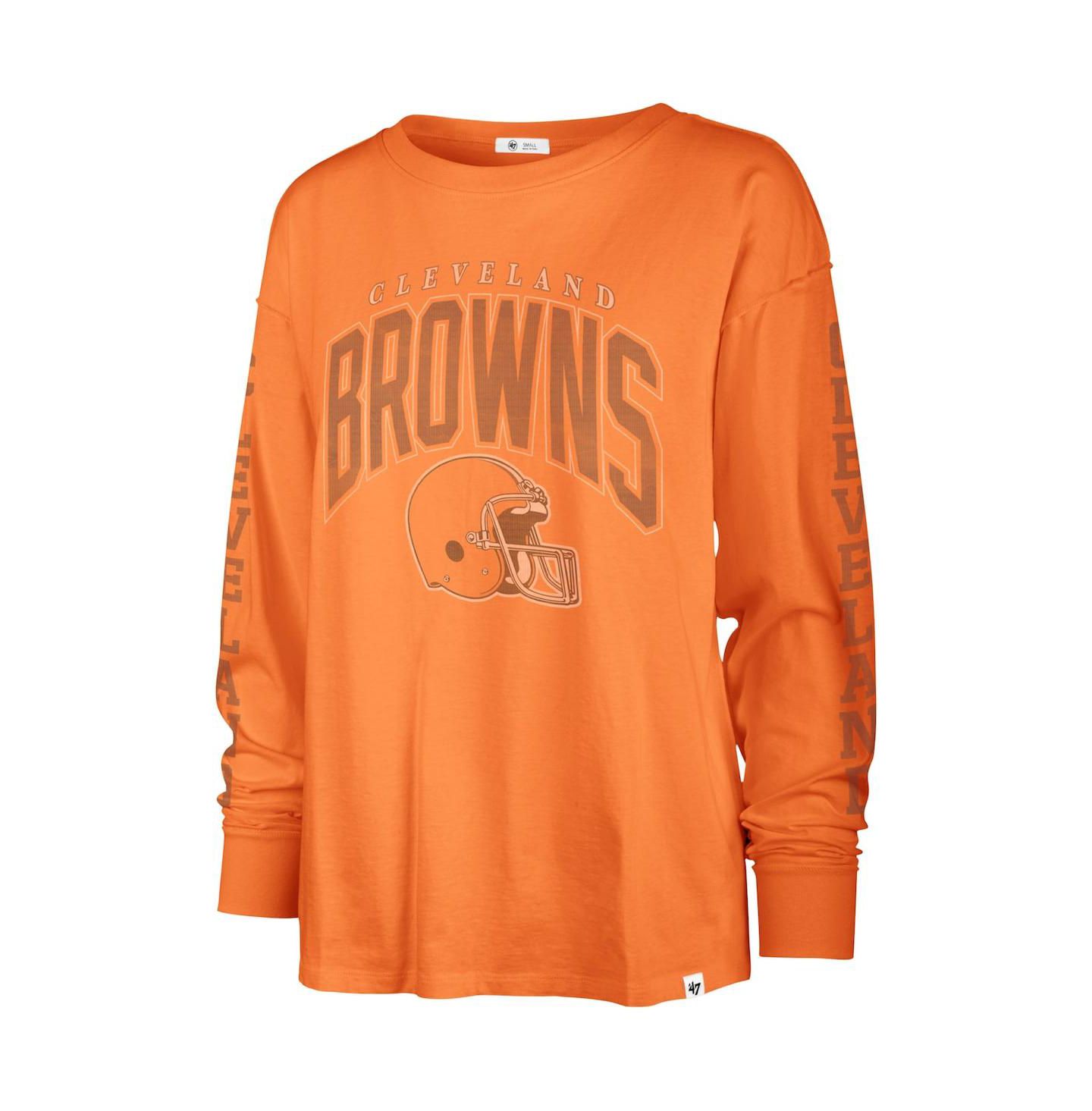 Женская футболка '47 Brand Orange Distressed Cleveland Browns Tom Cat Long Sleeve — фото 3