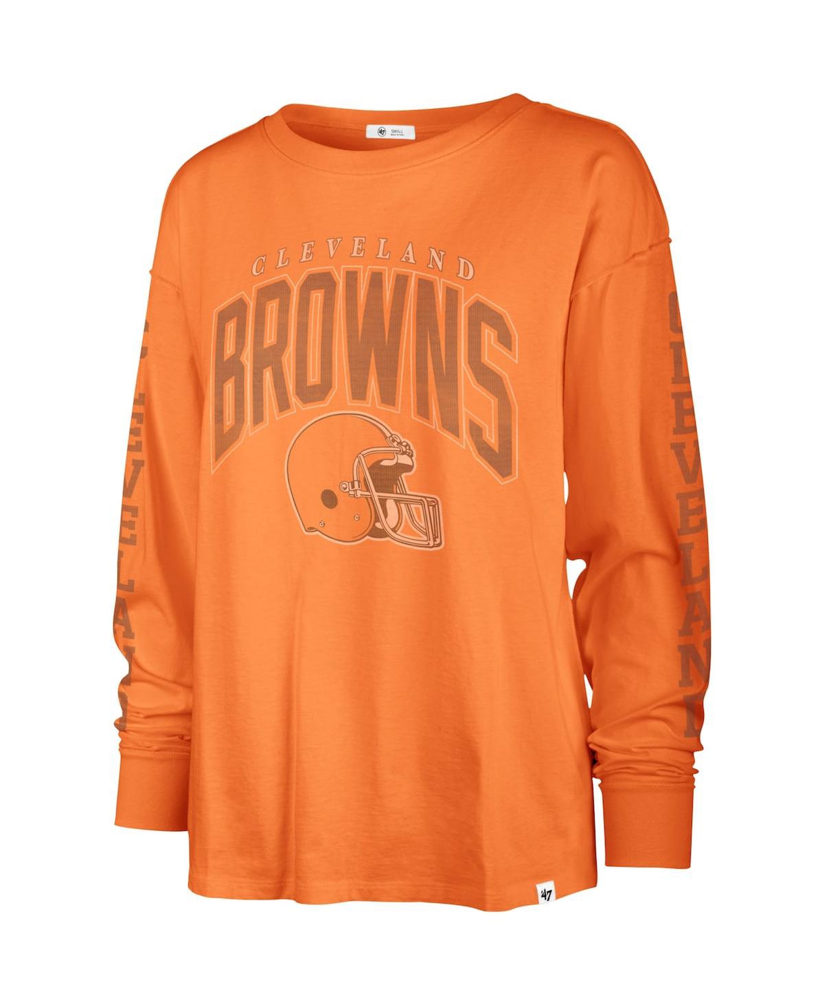 Shop 47 Brand Women's ' Orange Distressed Cleveland Browns Tom Cat Long Sleeve T-shirt