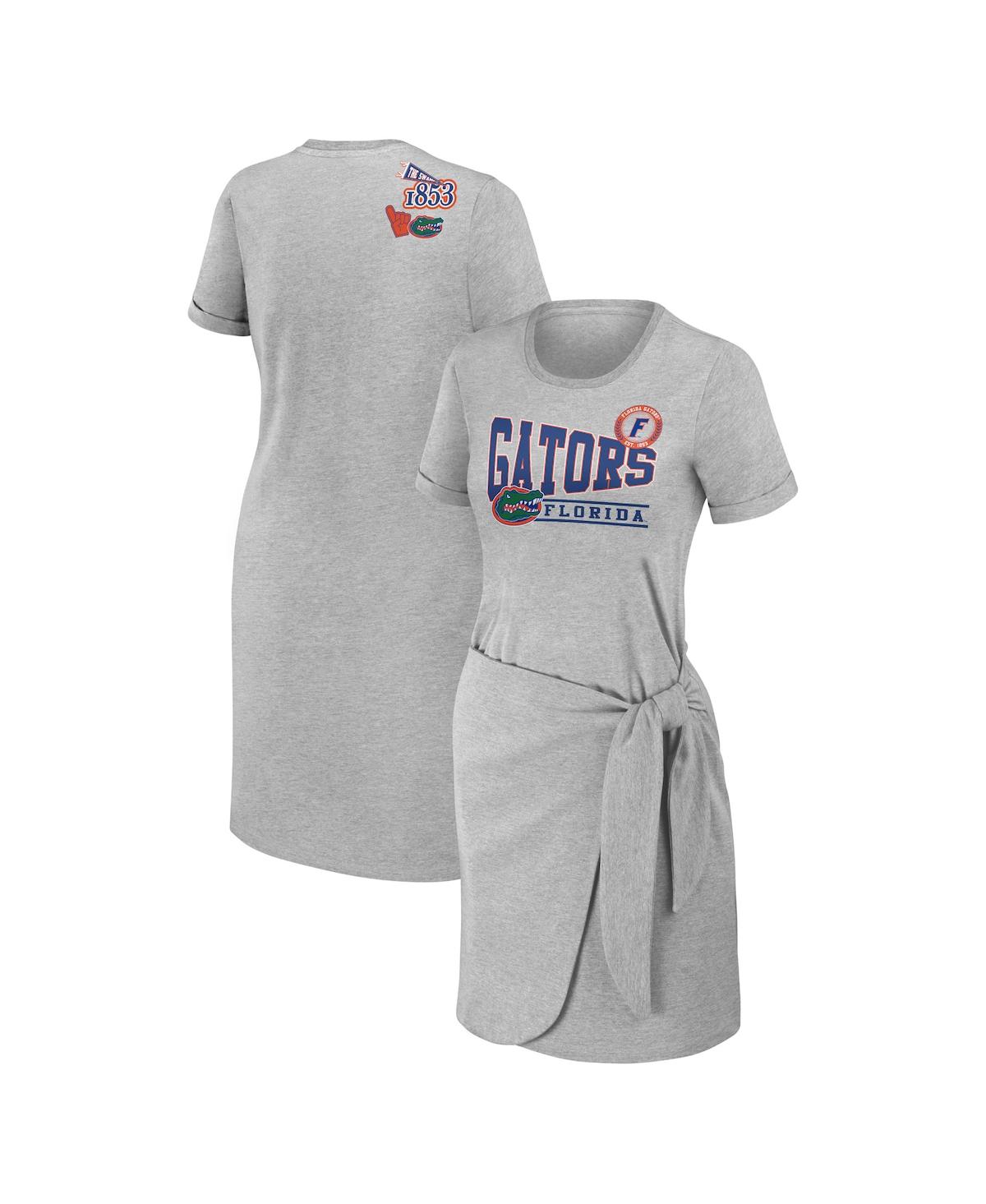 Wear By Erin Andrews Women's  Heather Gray Florida Gators Knotted T-shirt Dress