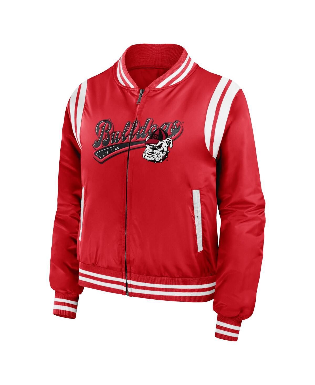 Shop Wear By Erin Andrews Women's  Red Georgia Bulldogs Football Bomber Full-zip Jacket