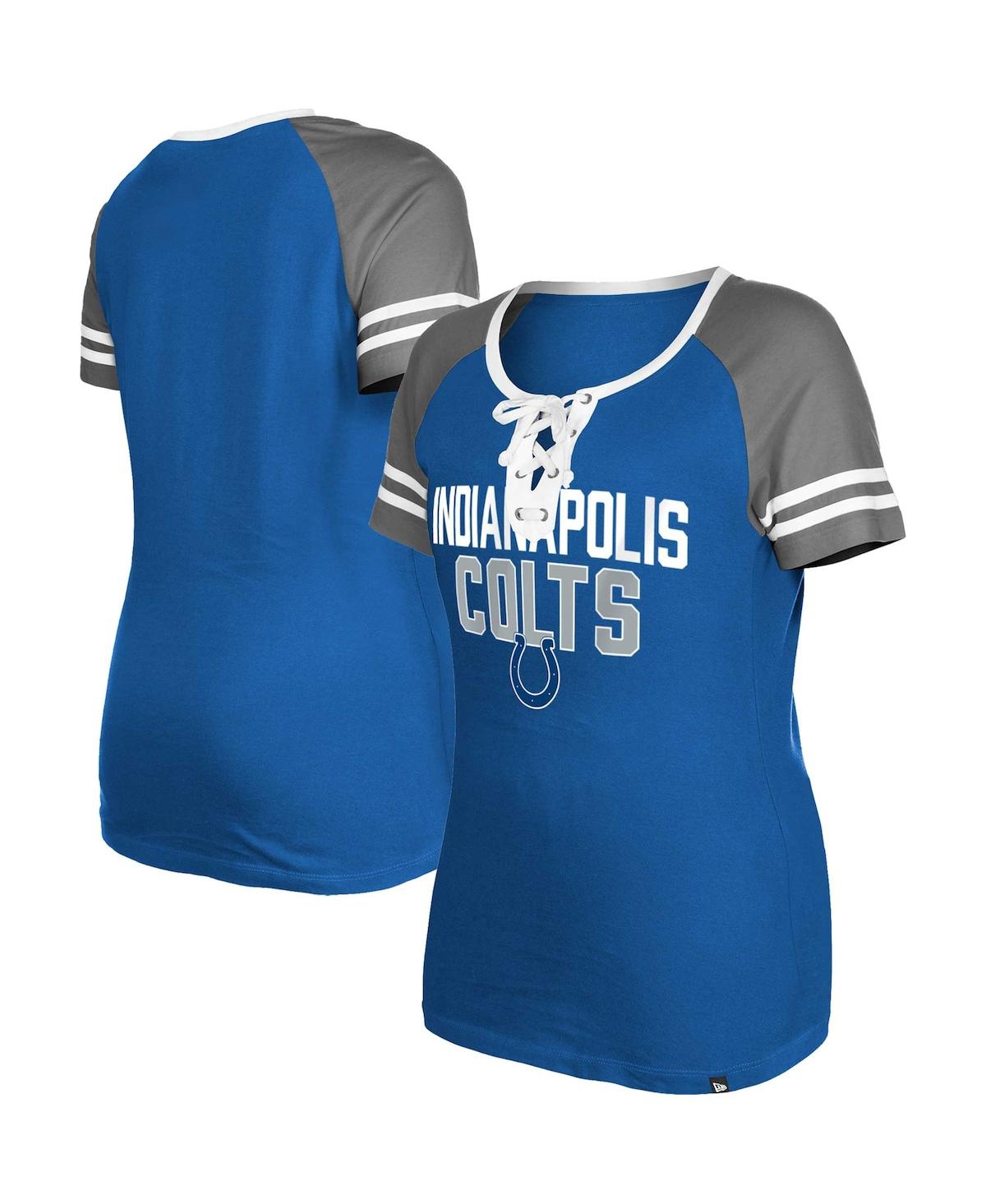 Women's New Era Royal Indianapolis Colts Raglan Lace-Up T-shirt - Royal