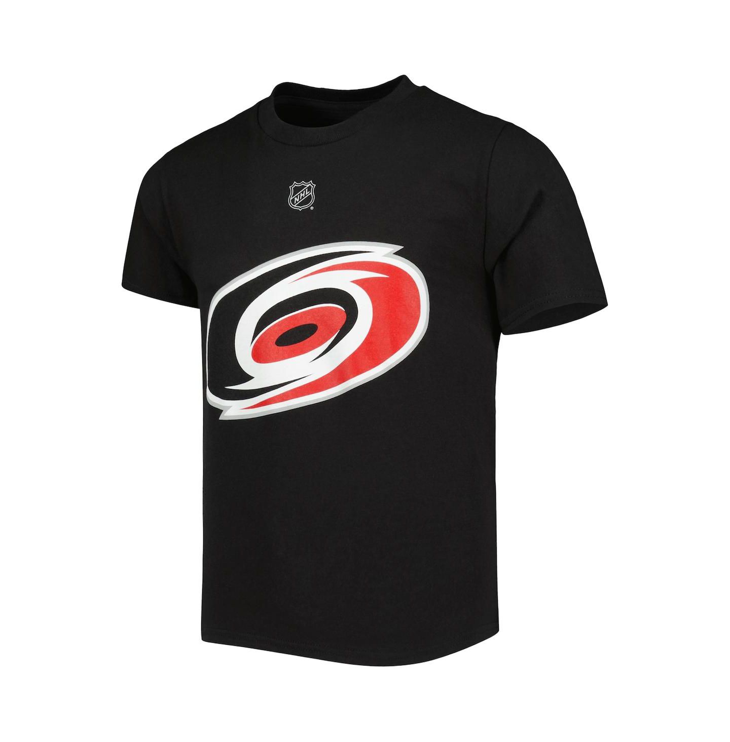 Футболка Outerstuff Sebastian Aho Black Carolina Hurricanes Name and Number Player для мальчиков — фото 3