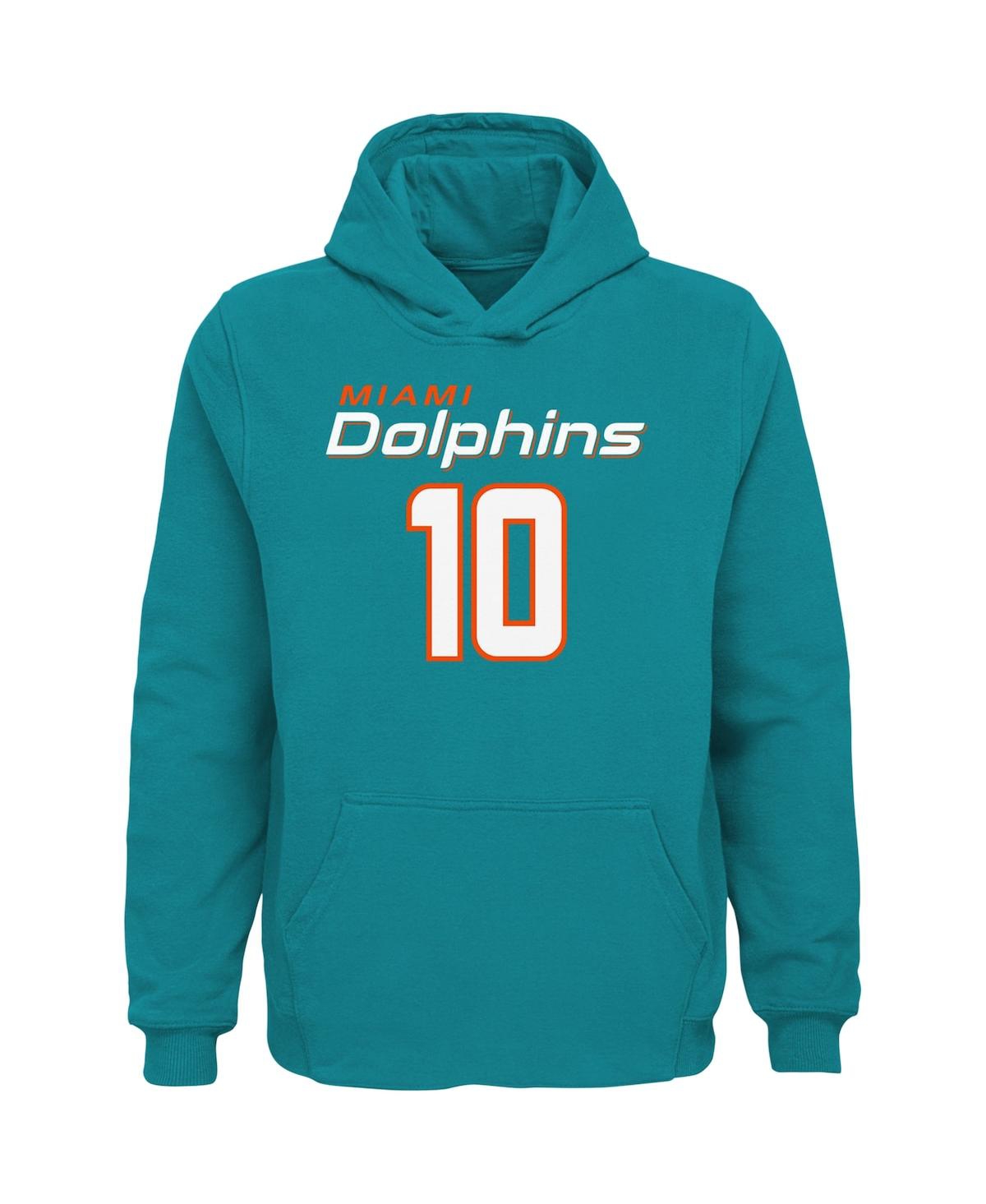 Outerstuff Big Boys Tyreek Hill Aqua Miami Dolphins Mainliner Player Name And Number Pullover Hoodie In Aqua