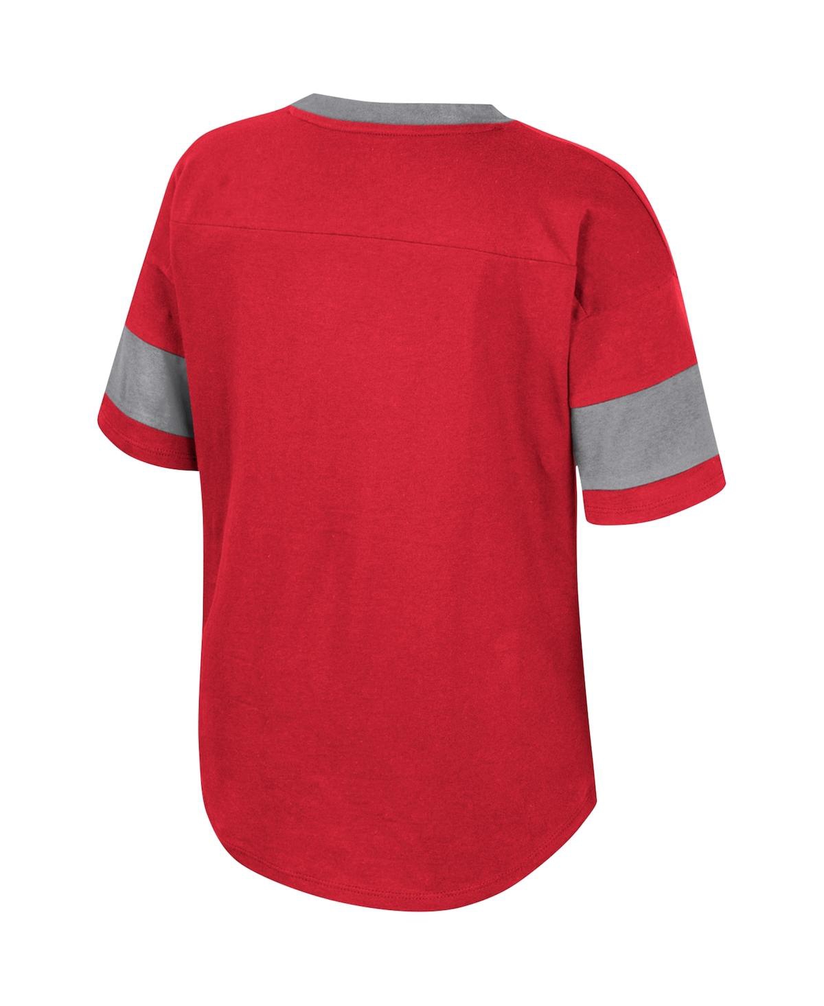 Shop Colosseum Big Girls  Scarlet Ohio State Buckeyes Tomika Tie-front V-neck T-shirt
