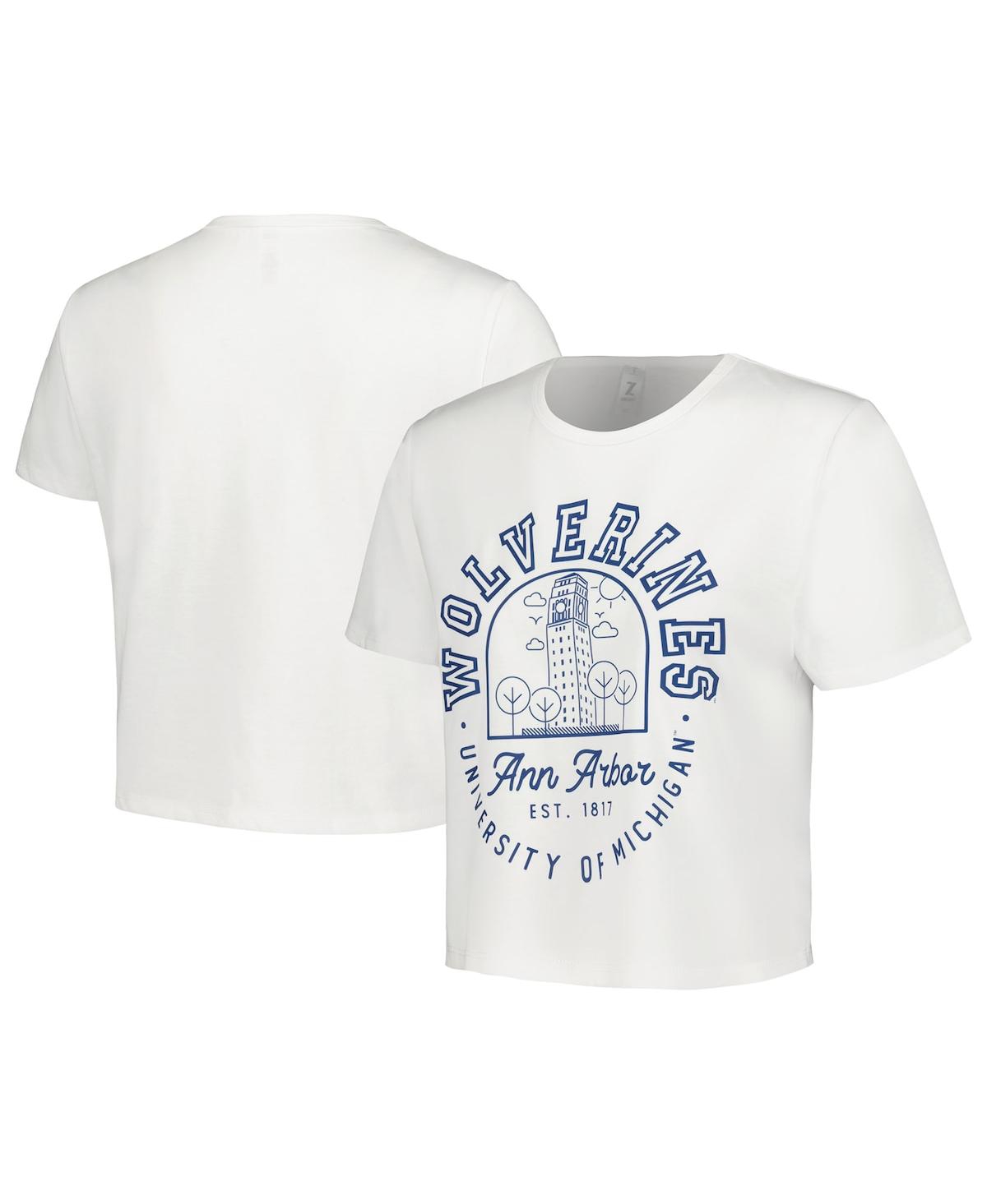 Shop Zoozatz Women's  White Michigan Wolverines Local Crop T-shirt