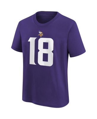 Youth Boys and Girls Justin Jefferson Purple Minnesota Vikings Player Name and Number T-shirt