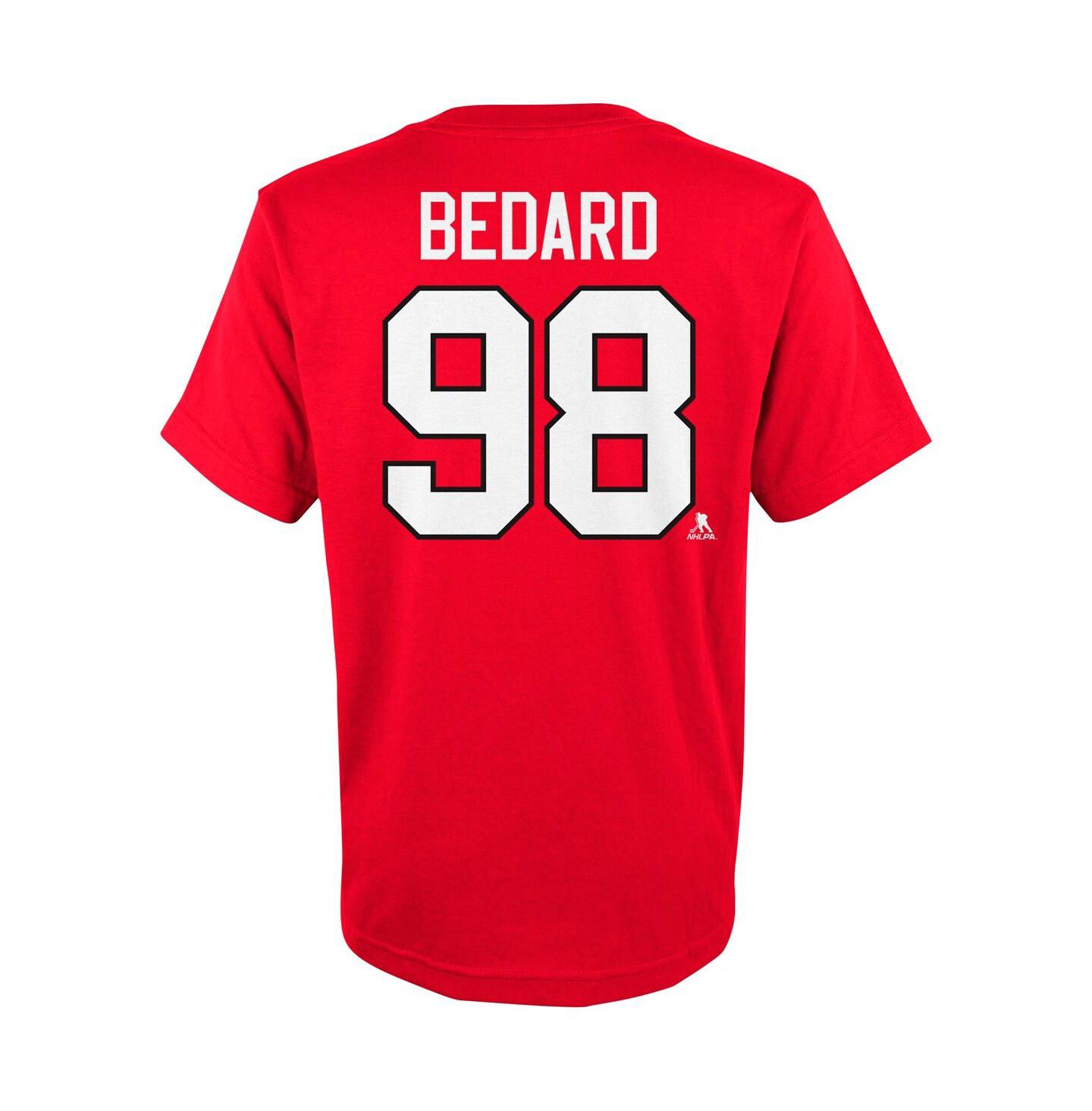 Футболка Outerstuff Connor Bedard Red Chicago Blackhawks Name and Number для мальчиков — фото 3