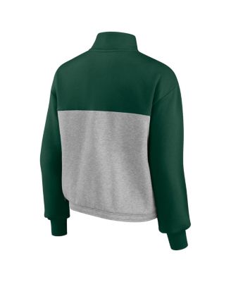 Women's Green, Heathered Gray Miami Hurricanes Sideline to Sideline Colorblock Quarter-Zip Jacket