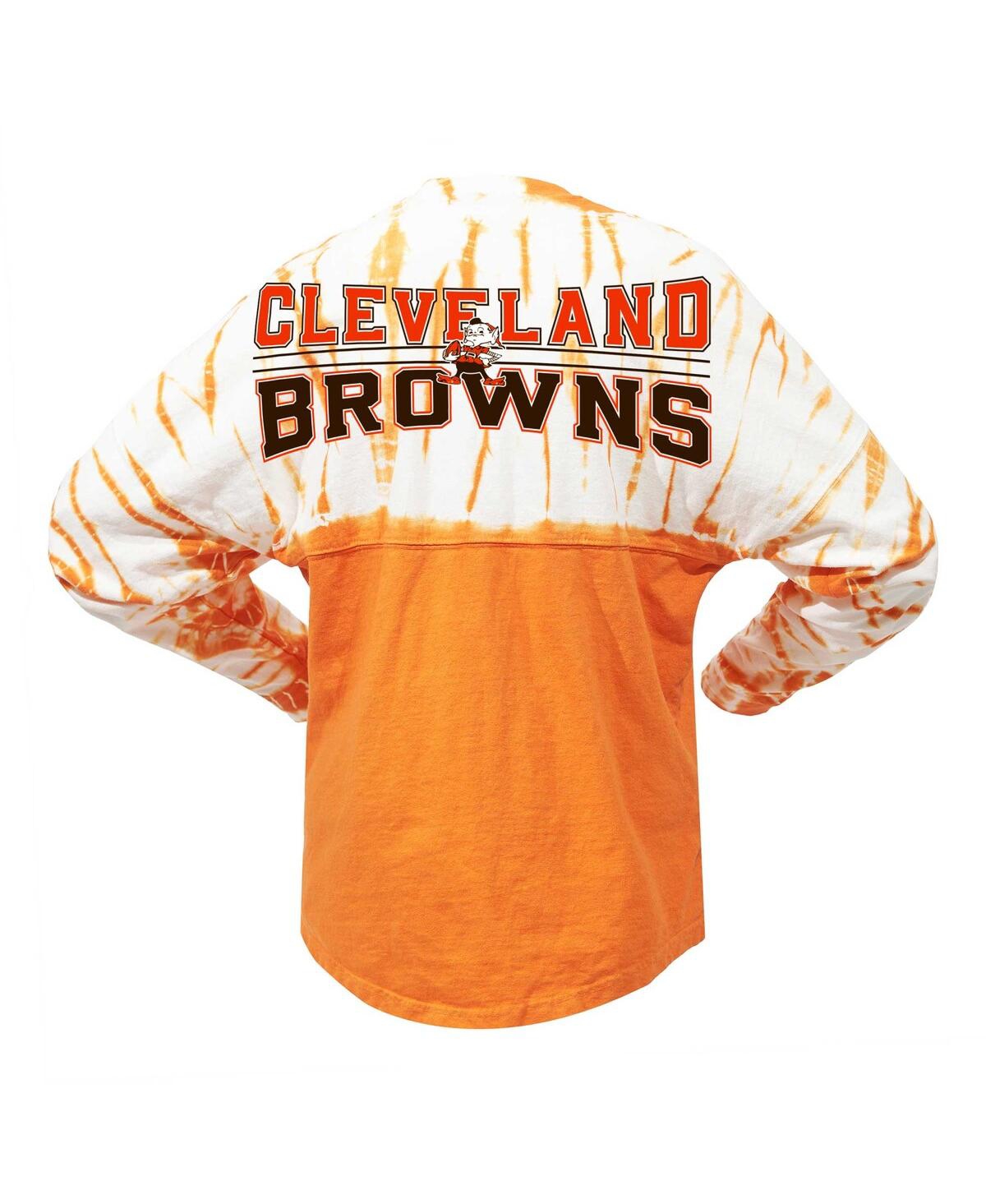 Shop Fanatics Women's  Orange Distressed Cleveland Browns Vintage-like Bamboo Spirit Jersey Long Sleeve T-