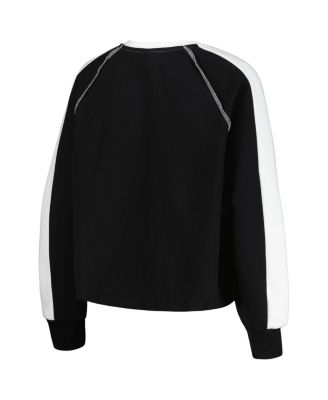 Women's Black Iowa Hawkeyes Blindside Raglan&nbsp;Cropped Pullover Sweatshirt