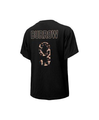 Women's Threads Joe Burrow Black Cincinnati Bengals Leopard Player Name and Number T-shirt