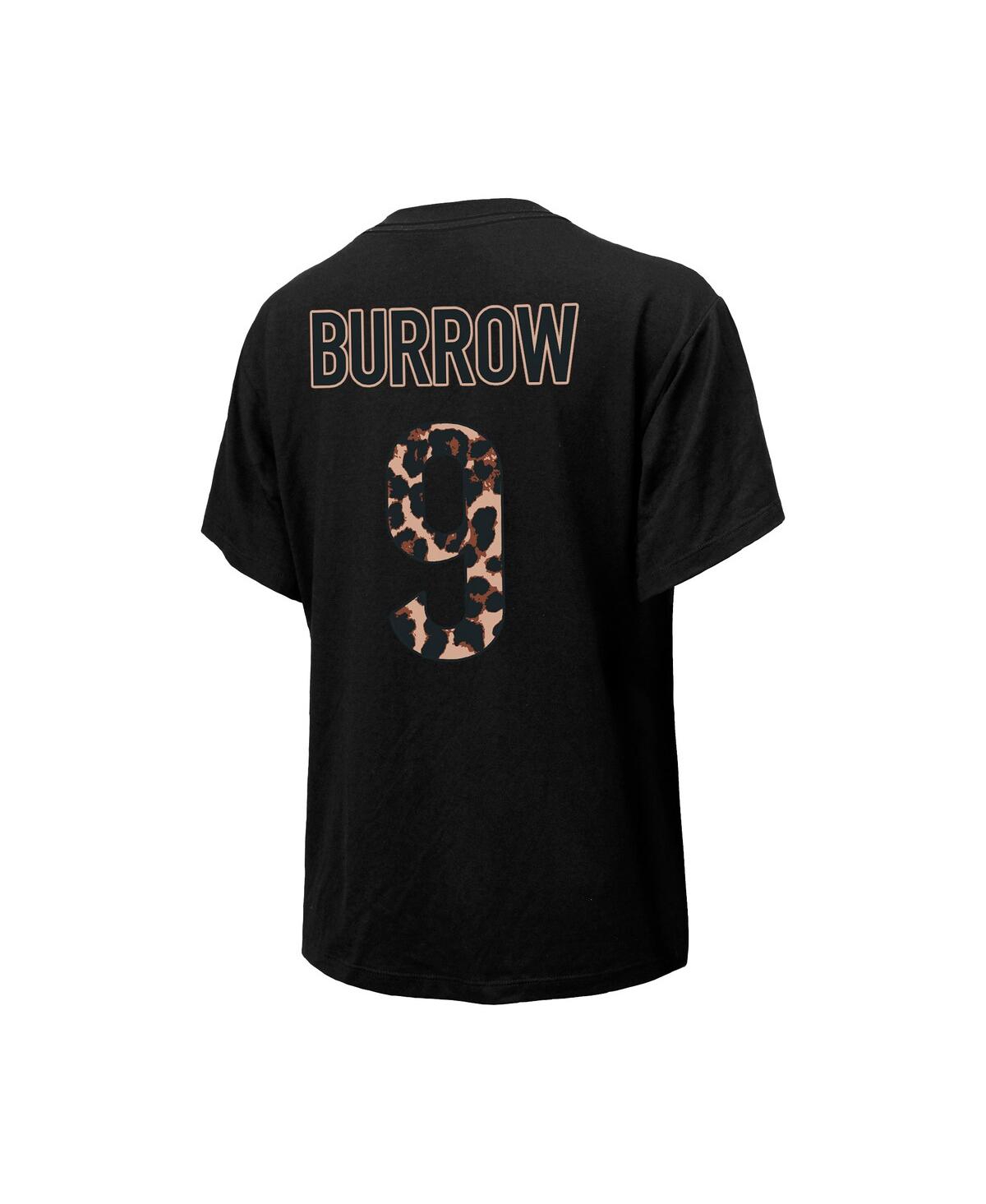 Shop Majestic Women's  Threads Joe Burrow Black Cincinnati Bengals Leopard Player Name And Number T-shirt