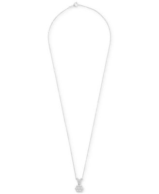 Diamond Flower Cluster Pendant Necklace (1 ct. t.w.) in 14k White Gold, 16" + 4" extender, Created for Macy's