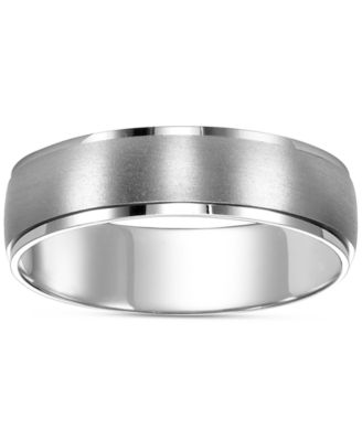 Men's Low Dome Brushed Finish Comfort Fit Wedding Band in Platinum