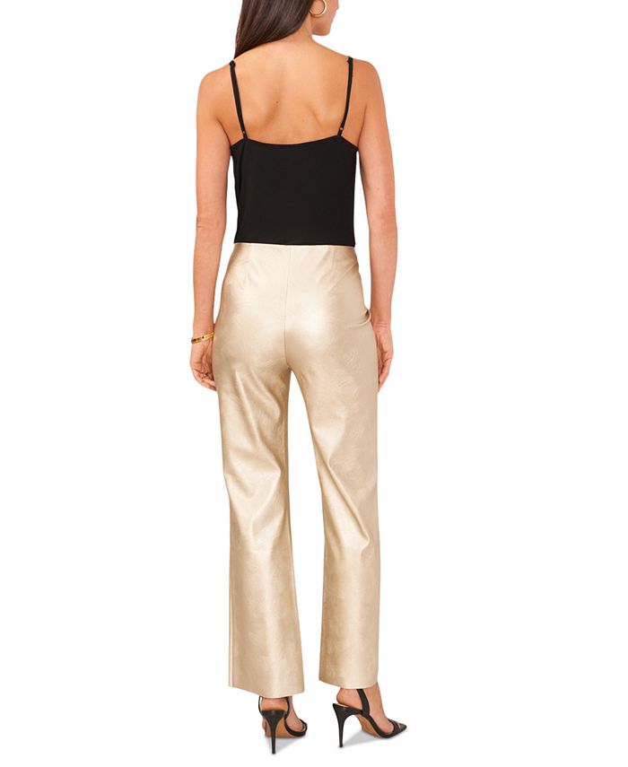 Vince Camuto Women's Pull-On Metallic Faux-Leather Flare Pants - Macy's