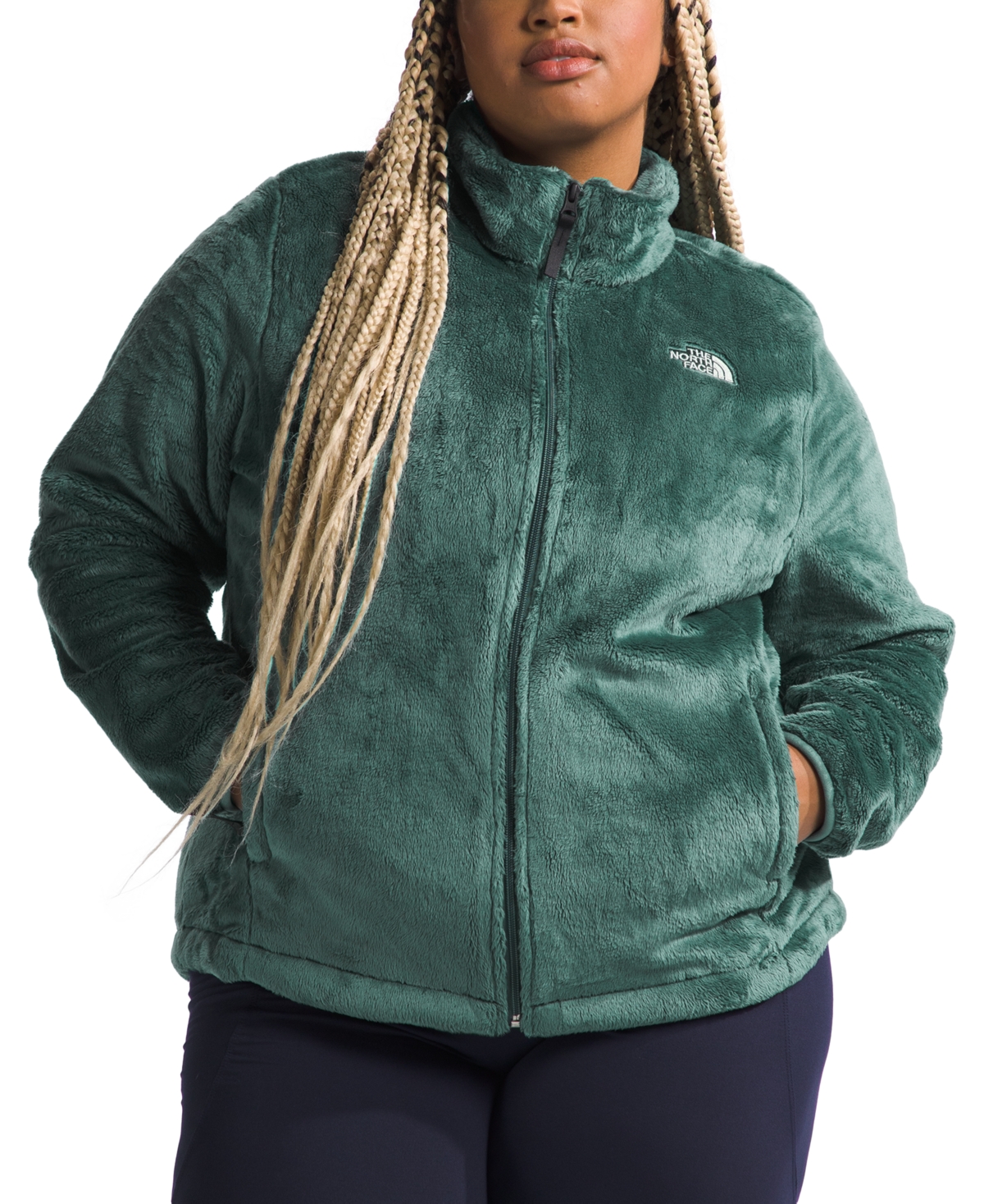 The North Face Plus Size Osito Fleece Zip-front Jacket In Dark Sage