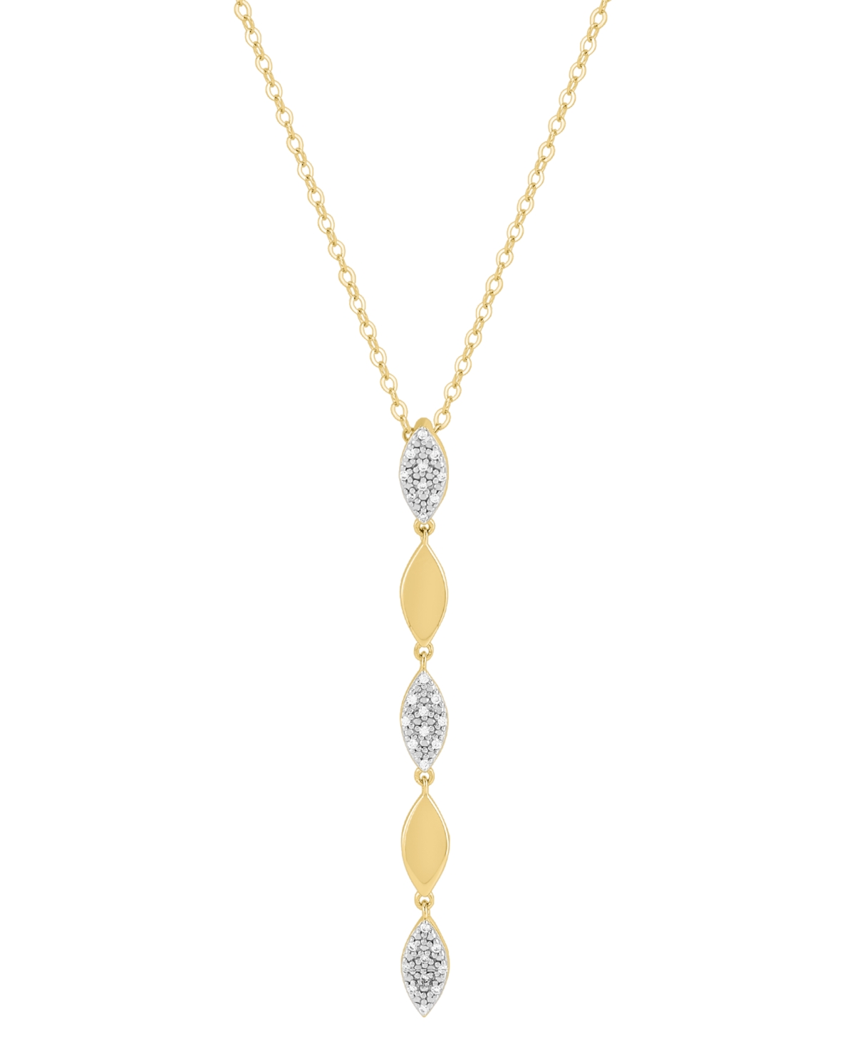 Macy's Diamond Cluster Lariat Necklace (1/10 Ct. T.w.) In 14k Gold-plated Sterling Silver, 16" + 2" Extende