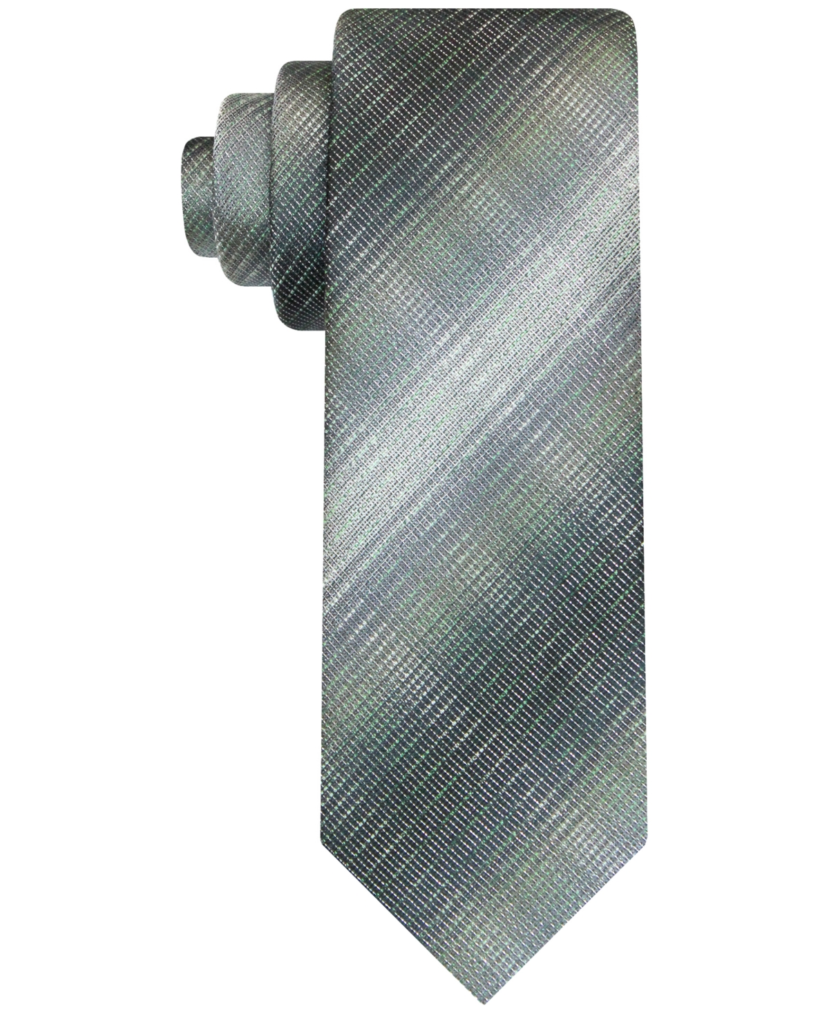 Shop Van Heusen Men's Classic Micro-grid Long Tie In Green