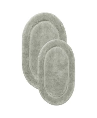 Oval Solid Non-Skid Washable Cotton 2-Pc. Bath Rug Set