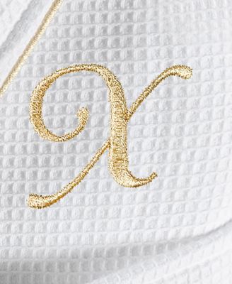 Textiles 100% Turkish Cotton Unisex Personalized Waffle Weave Terry Bathrobe with Satin Piped Trim